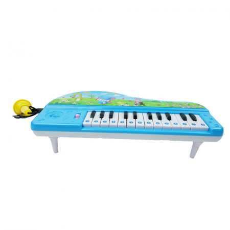 Jucarii educative - Pian cu desene, cu microfon, albastru, 27 cm