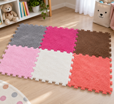 La joaca - Puzzle Burete Pufos pentru Copii, 6 Piese, 60 × 60 cm