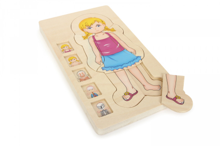 Puzzle Educativ din Lemn - Anatomia Corpului Uman (5 Straturi), model fetita [2]