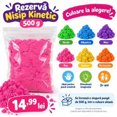Nisip Kinetic - Rezervă Nisip Kinetic 500 g – Culoare la Alegere