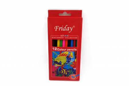 Set 12 creioane colorate, in cutie, 18 cm, Friday [2]