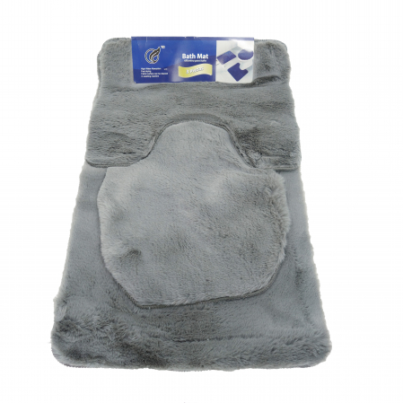 Covoare - Set 3 covoare de baie, extrapufoase, gri, 80 cm
