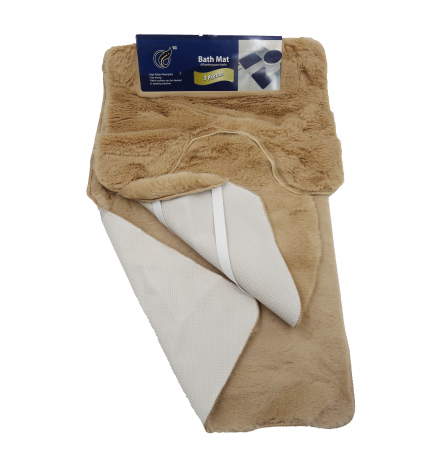 Set 3 covoare de baie, extrapufoase, maro, 80 cm [2]