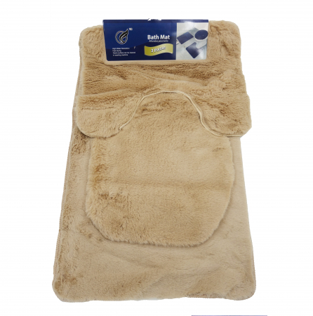 Covoare - Set 3 covoare de baie, extrapufoase, maro, 80 cm