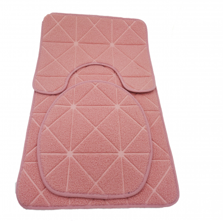 Set 3 covoare de baie, roz, 80 cm [1]