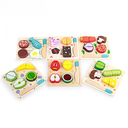 Jucarii educative - Set 3 puzzle-uri educative, 3d, Feliere Alimente-Montessori