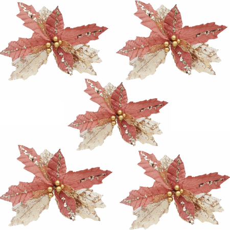 Decoratiuni brad - Set 5 craciunite pentru brad, somon, 20 cm