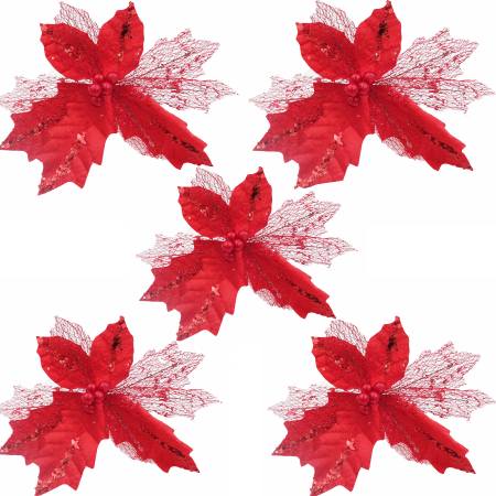 Decoratiuni brad - Set 5 craciunite pentru brad, rosii, 20 cm