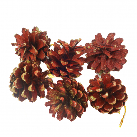 Decoratiuni brad - Set 6 conuri decorative pentru brad, 6 cm