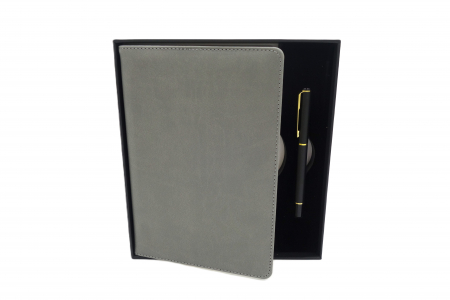 Set cadou, agenda si pix, pentru barbati, 22 cm, gri [1]