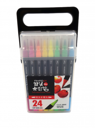 Pixuri si culori - Set carioci, 24 de culori, in gentuta cu maner, multicolor