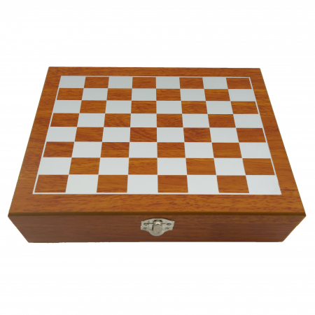Set cutie cadou cu tabla de sah, accesorii, plosca, 4 pahare si palnie, 24 cm [5]