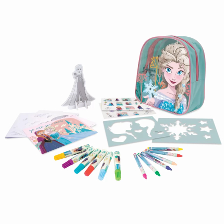 Jucarii educative - Set de desen Frozen în rucsac, 10 pagini preimprimate și 10 pagini goale, accesorii creative