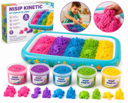 Jucarii - Set 1.5 kg nisip kinetic, 5 culori la alegere