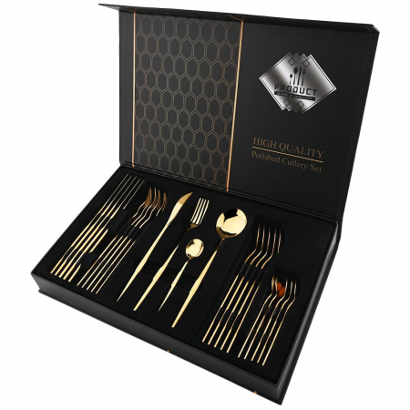 Bucatarie - Set Tacâmuri 24 Piese  – Inox Premium, Auriu
