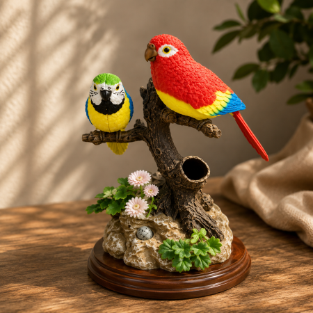 Decoratiuni - Suport de pixuri, model pereche de papagali, 15 cm
