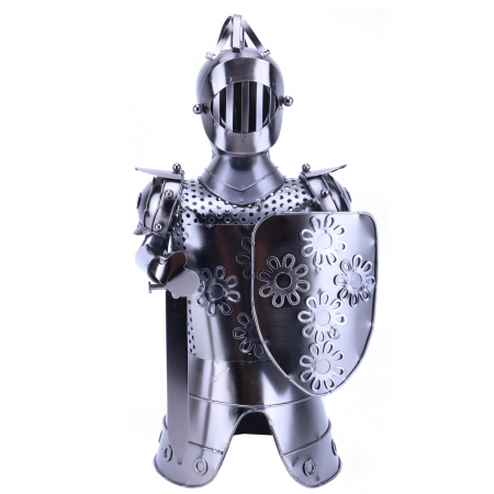 Cadouri barbati - Suport de vin din metal lucios - Cavaler cu scut