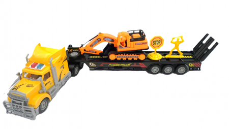 Masinute - Tir cu telecomanda, cu remorca si excavator, 60 cm
