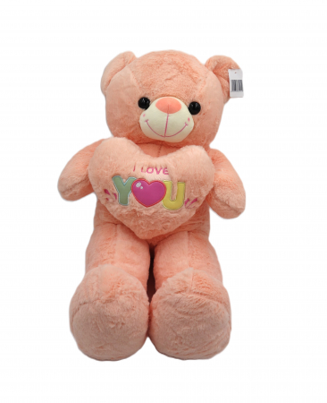 Ursuleț de pluș roz, 70 cm, inimioară colorată "I Love You" [1]