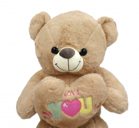 Ursuleț de pluș crem, 70 cm, inimioară colorată "I Love You" [1]