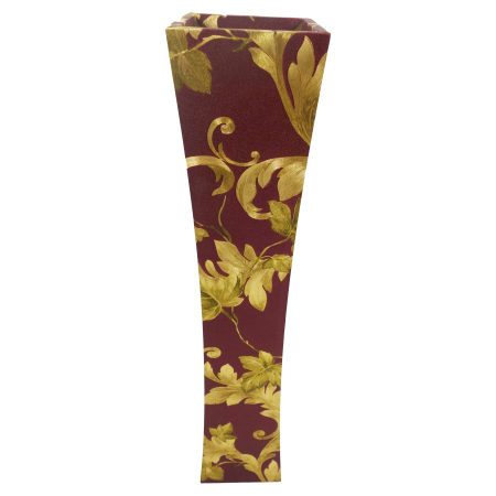Vază decorativă cu model auriu si rosu, model floral, MDF, 58 cm [2]