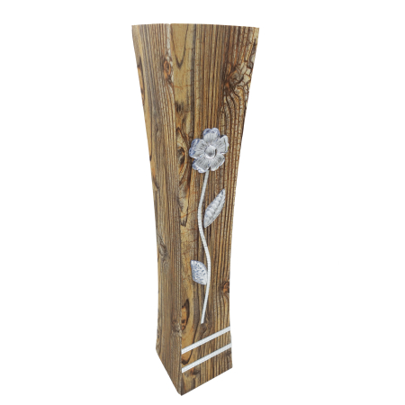 Vază decorativă cu floare aplicată,  MDF, 58 cm, lemn [3]