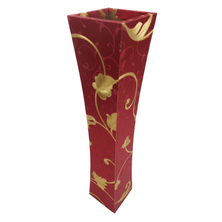 Vază decorativă cu model auriu, MDF, 58 cm, roșu [4]