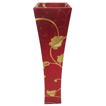 Vază decorativă cu model auriu, MDF, 58 cm, roșu [1]