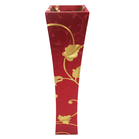 Decoratiuni - Vază decorativă cu model auriu, MDF, 58 cm, roșu