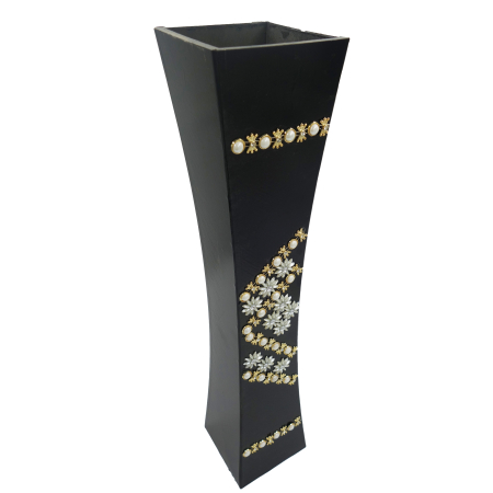 Vază decorativă cu pietricele, din MDF, 58 cm, negru [3]