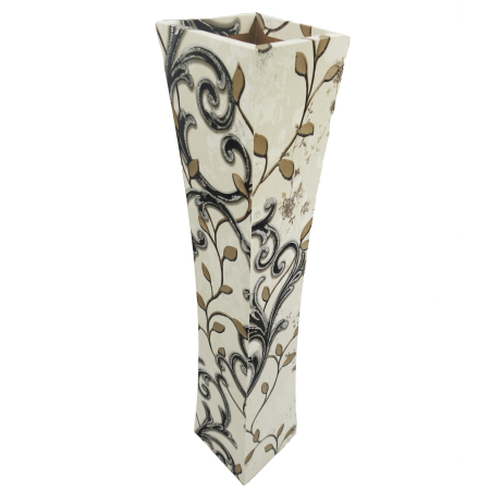 Vază decorativă cu motive negre, MDF, 58 cm, crem [2]