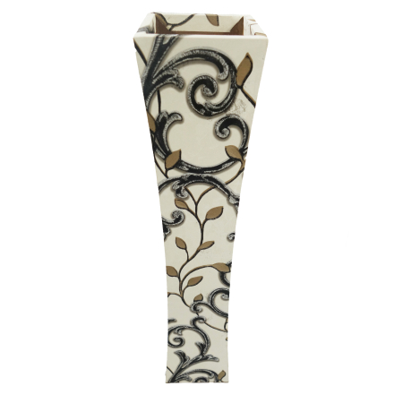 Vază decorativă cu motive negre, MDF, 58 cm, crem [1]