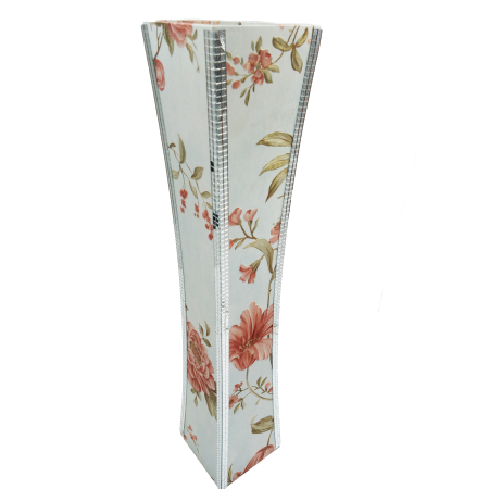 Vază decorativă florală cu mozaic, MDF, 58 cm, alb [1]