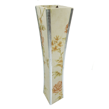 Vază decorativă florală cu mozaic, MDF, 58 cm, bej [2]