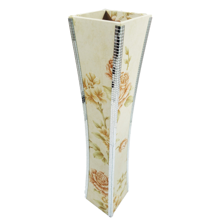 Vază decorativă florală cu mozaic, MDF, 58 cm, bej [1]