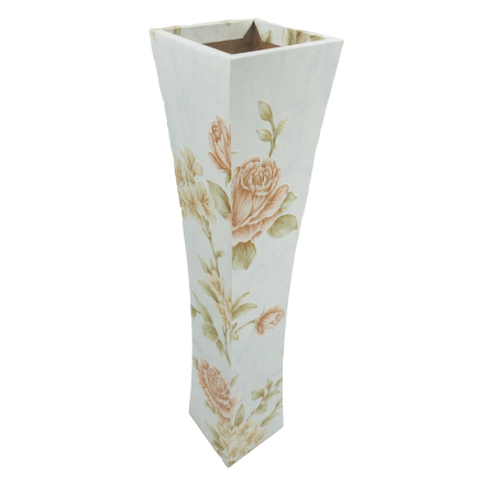 Decoratiuni - Vază decorativă florală, din MDF, 58 cm, albă