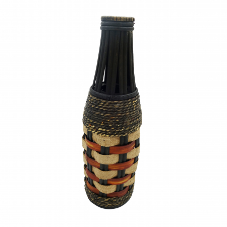 Decoratiuni - Vază pentru flori, din bambus, 35 cm, maro-crem