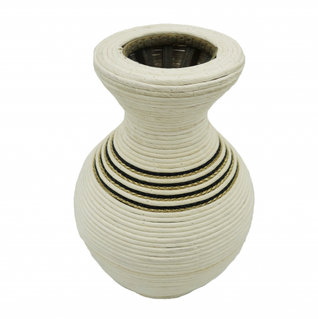 Vază pentru flori, din bambus, 25 cm, crem [3]