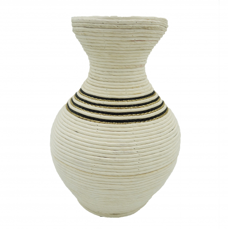 Decoratiuni - Vază pentru flori, din bambus, 25 cm, crem