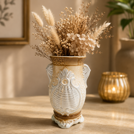 Decoratiuni - Vază pentru flori, din ceramica, model cu toarte, 20 cm