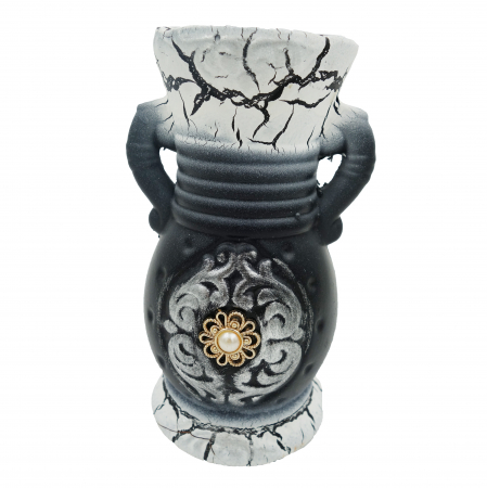 Vază pentru flori, din ceramica, model cu toarte si piatra, 20 cm [2]