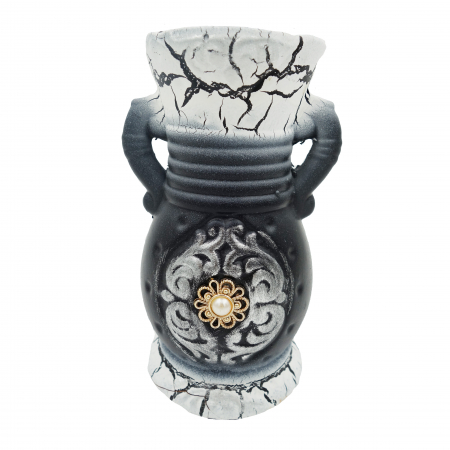 Decoratiuni - Vază pentru flori, din ceramica, model cu toarte si piatra, 20 cm