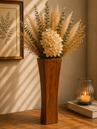Decoratiuni - Vază pentru flori, din MDF, 40 cm, maro