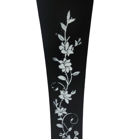 Vază pentru flori, din MDF, 58 cm, negru cu flori albe [4]