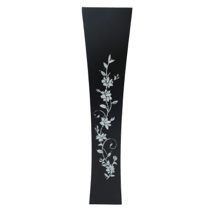 Decoratiuni - Vază pentru flori, din MDF, 58 cm, negru cu flori albe