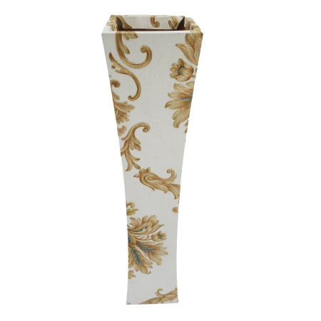 Vază pentru flori, din MDF, 58 cm, alb/auriu [2]