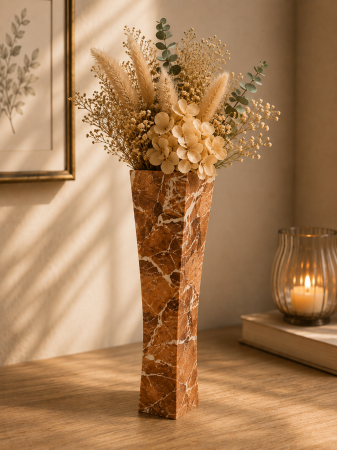 Decoratiuni - Vază pentru flori, din MDF, 58 cm, maro-portocaliu
