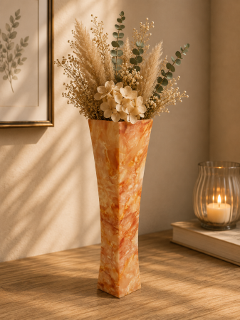 Decoratiuni - Vază pentru flori, din MDF, 58 cm, portocaliu