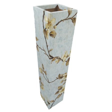 Vază pentru flori, din MDF, 58 cm, albastru deschis cu flori [2]