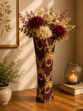 Decoratiuni - Vază pentru flori, din MDF, 58 cm, visiniu